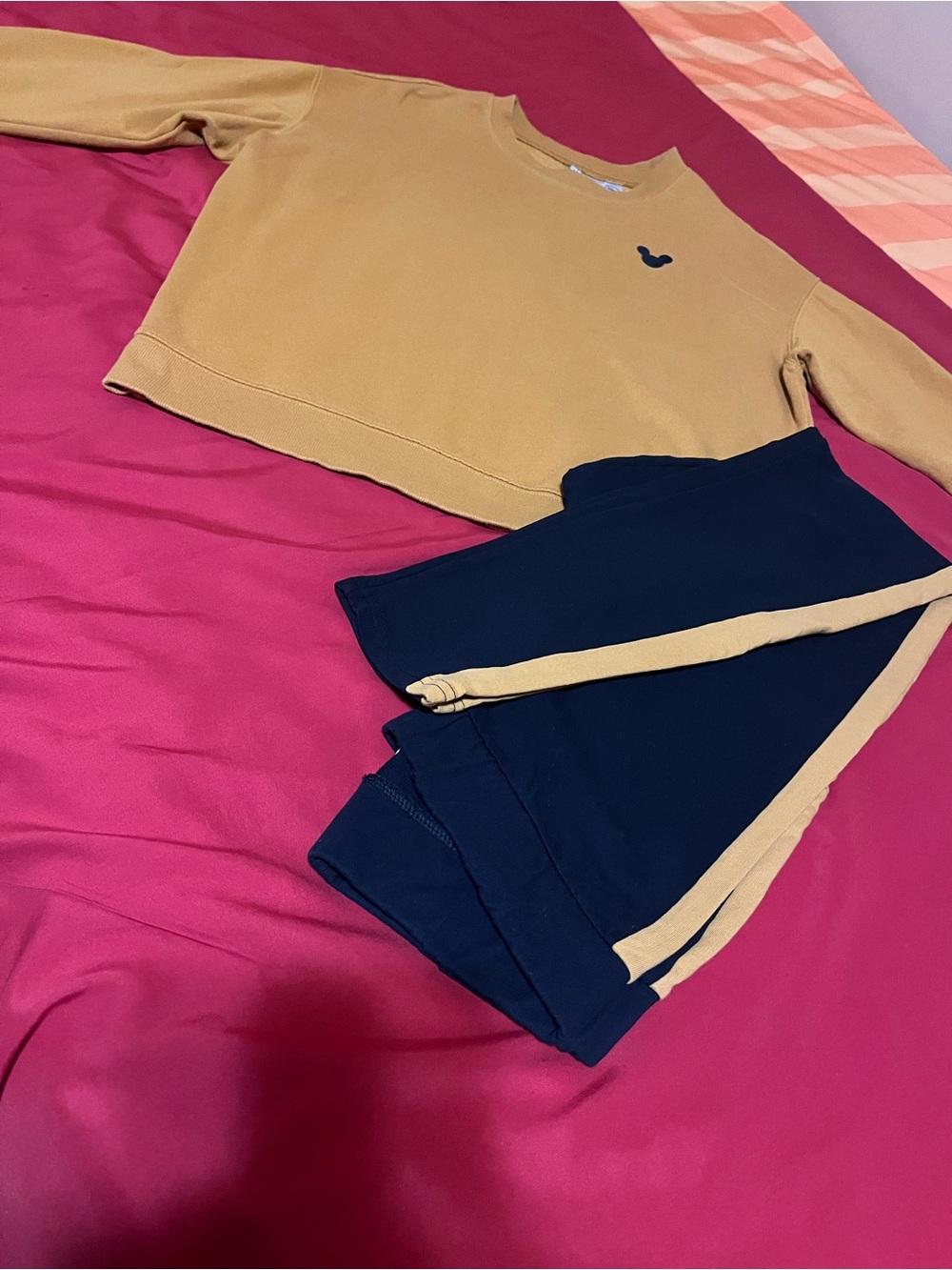 Divided Mustard Sweatshirt with Black Joggers with Mustard strip now Joggers